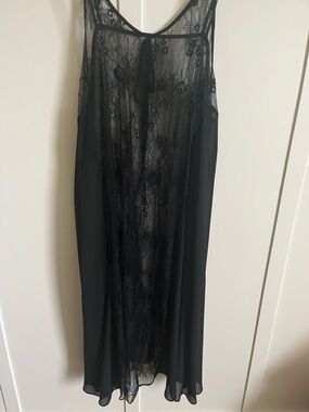 Sheer Lace Black Slip Dress - Women Intimates
